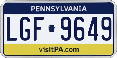 PA license plate LGF9649