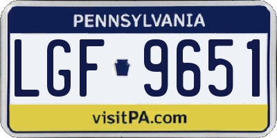 PA license plate LGF9651