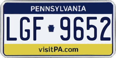 PA license plate LGF9652