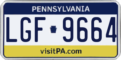 PA license plate LGF9664