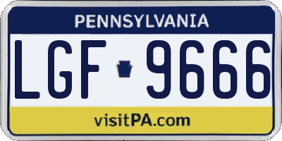 PA license plate LGF9666
