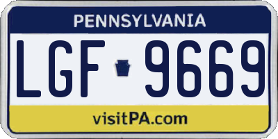 PA license plate LGF9669