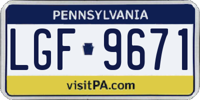 PA license plate LGF9671