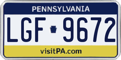 PA license plate LGF9672