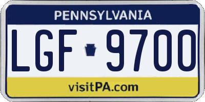 PA license plate LGF9700