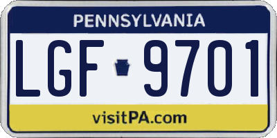 PA license plate LGF9701
