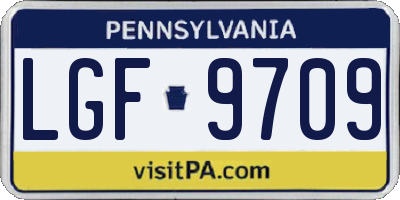 PA license plate LGF9709