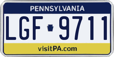 PA license plate LGF9711