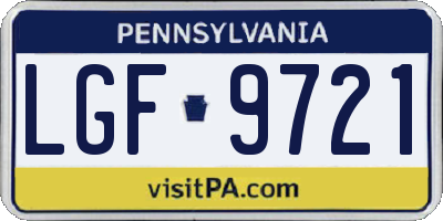 PA license plate LGF9721