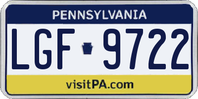 PA license plate LGF9722
