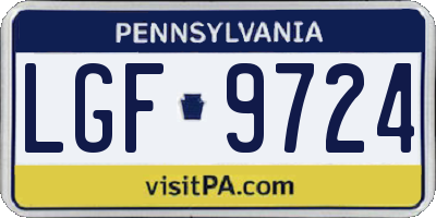 PA license plate LGF9724