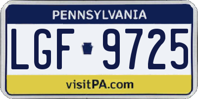 PA license plate LGF9725