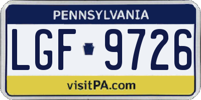 PA license plate LGF9726