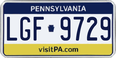 PA license plate LGF9729