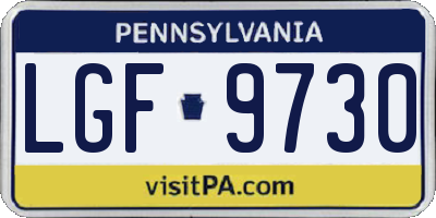 PA license plate LGF9730