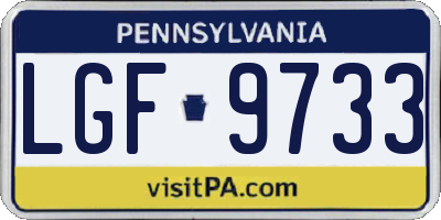 PA license plate LGF9733