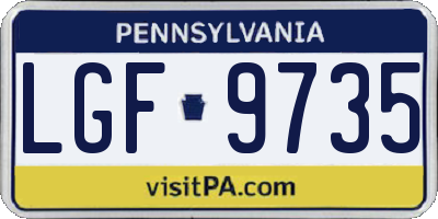 PA license plate LGF9735