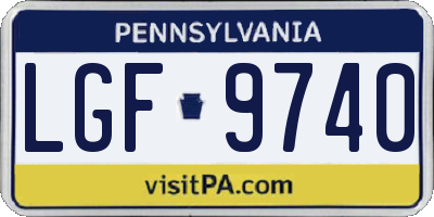 PA license plate LGF9740