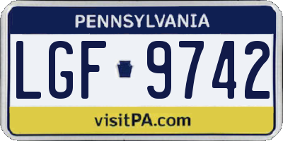PA license plate LGF9742