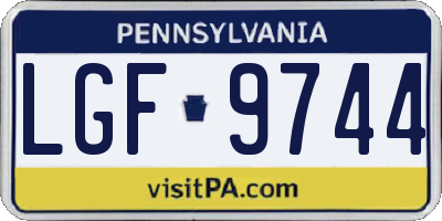 PA license plate LGF9744