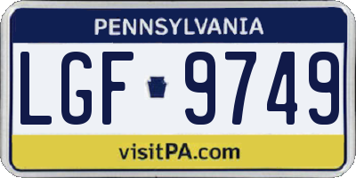 PA license plate LGF9749