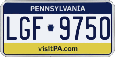 PA license plate LGF9750