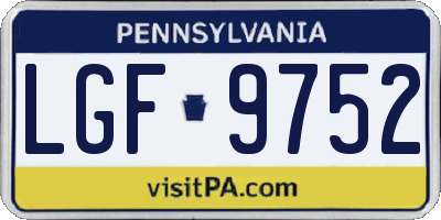 PA license plate LGF9752
