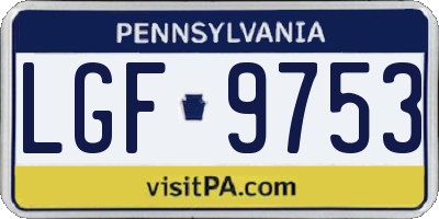 PA license plate LGF9753