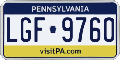 PA license plate LGF9760
