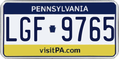 PA license plate LGF9765