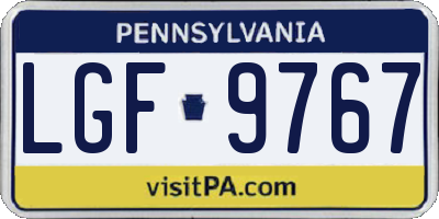 PA license plate LGF9767
