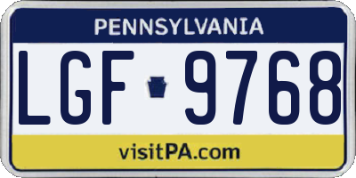 PA license plate LGF9768