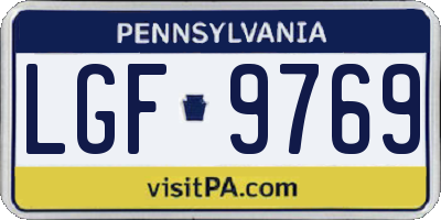 PA license plate LGF9769