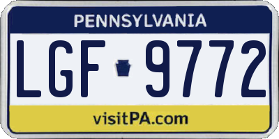 PA license plate LGF9772