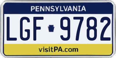 PA license plate LGF9782