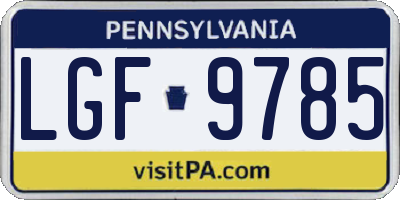 PA license plate LGF9785