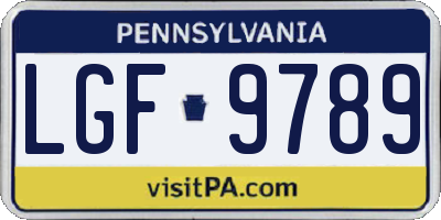 PA license plate LGF9789