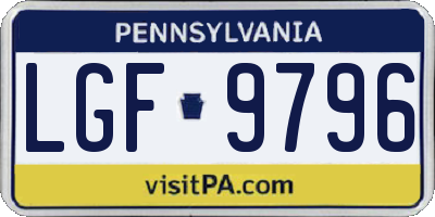 PA license plate LGF9796