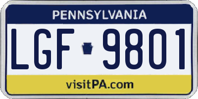 PA license plate LGF9801