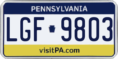 PA license plate LGF9803
