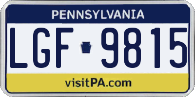 PA license plate LGF9815
