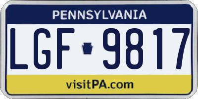 PA license plate LGF9817