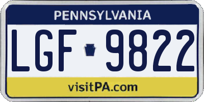 PA license plate LGF9822