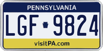 PA license plate LGF9824
