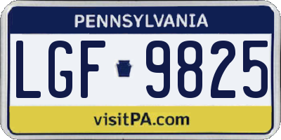 PA license plate LGF9825