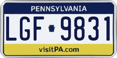 PA license plate LGF9831