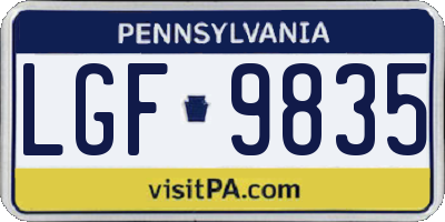 PA license plate LGF9835