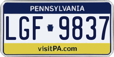 PA license plate LGF9837