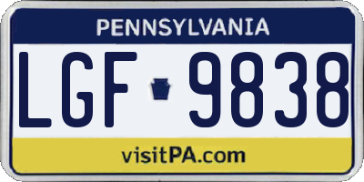 PA license plate LGF9838