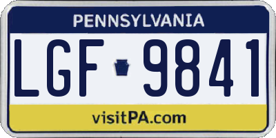 PA license plate LGF9841